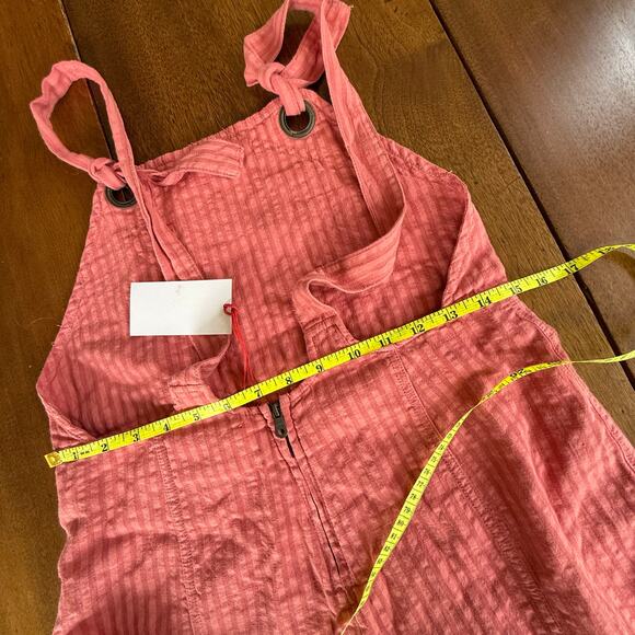 BDG Urban Outfitters Sadie Linen Blend Shortalls Overall Shorts Pink Sz Sml Boho - Picture 15 of 15